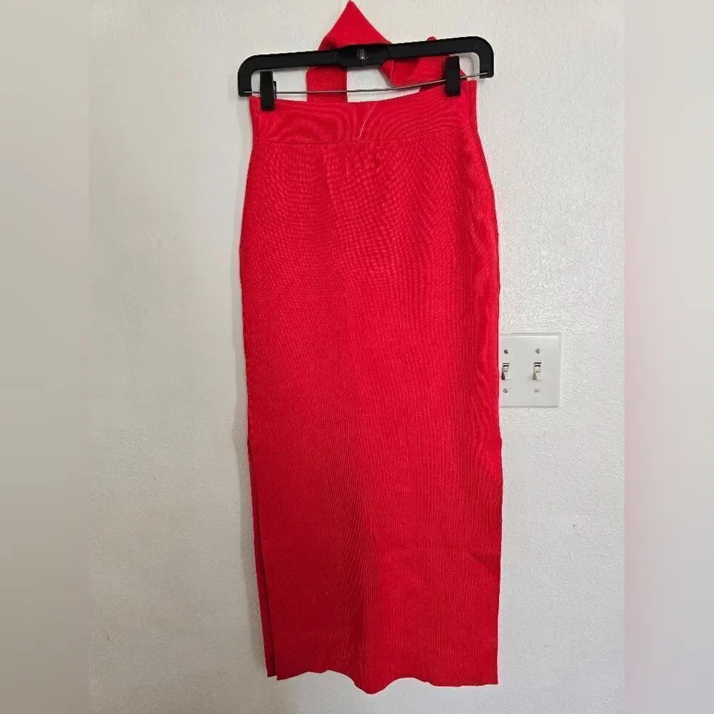 NWT Maeve By Anthropologie Knitted Red Skirt Size Small - Picture 9 of 13